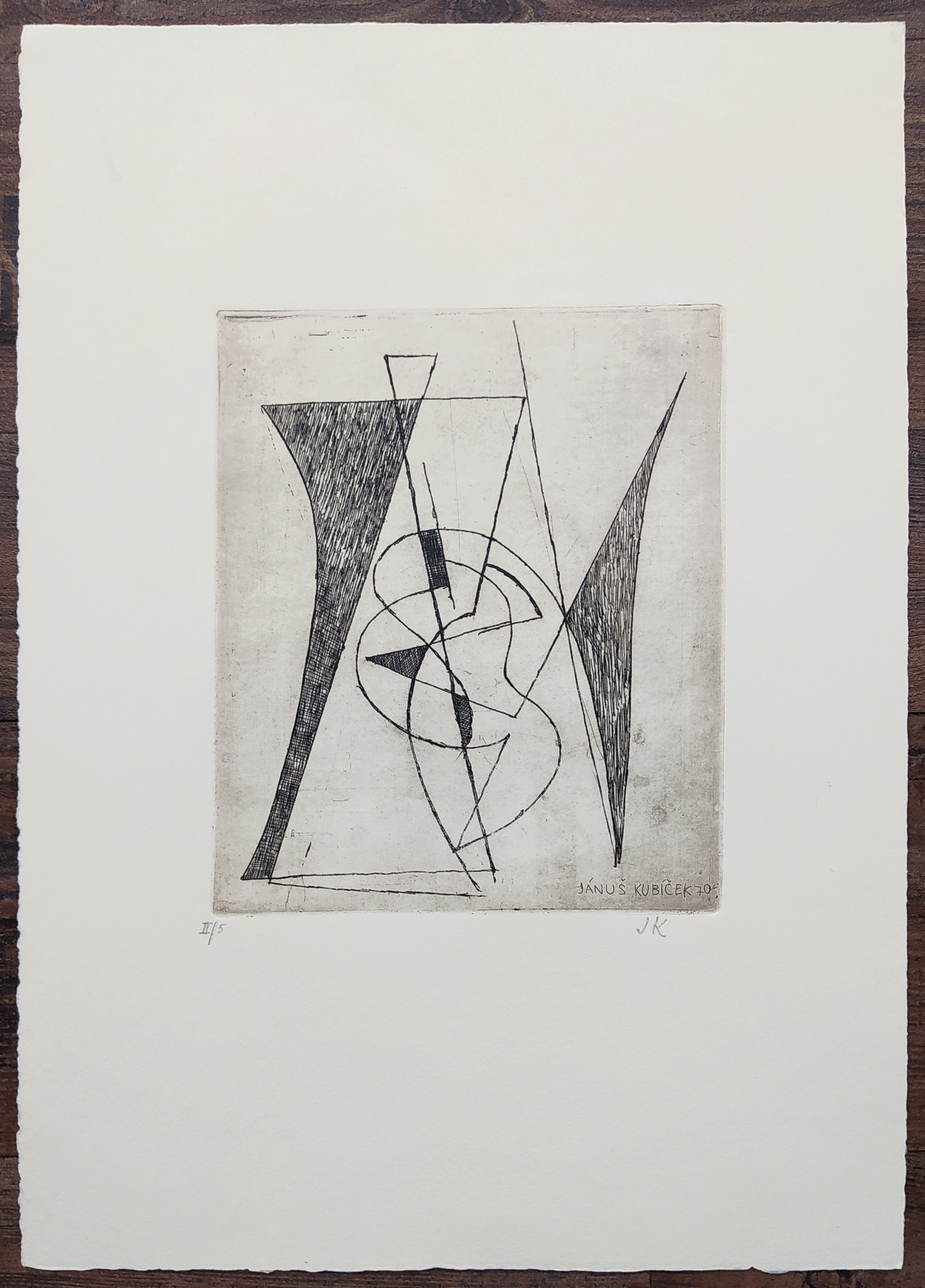 Kubíček Jánuš – Bez názvu, kombinovaná technika, číslováno II./5, 1970