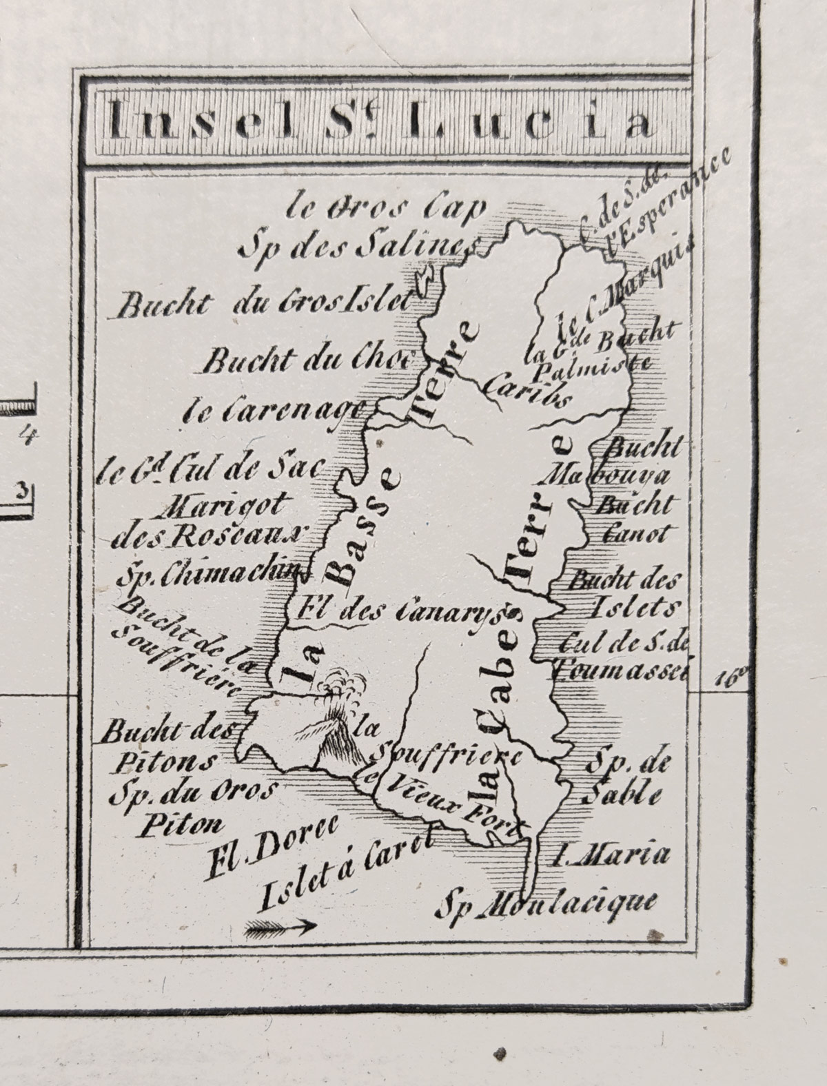 Guadeloupe, zámořský region Francie v Karibském moři – Franz Pluth, původní mědiryt, 1822
