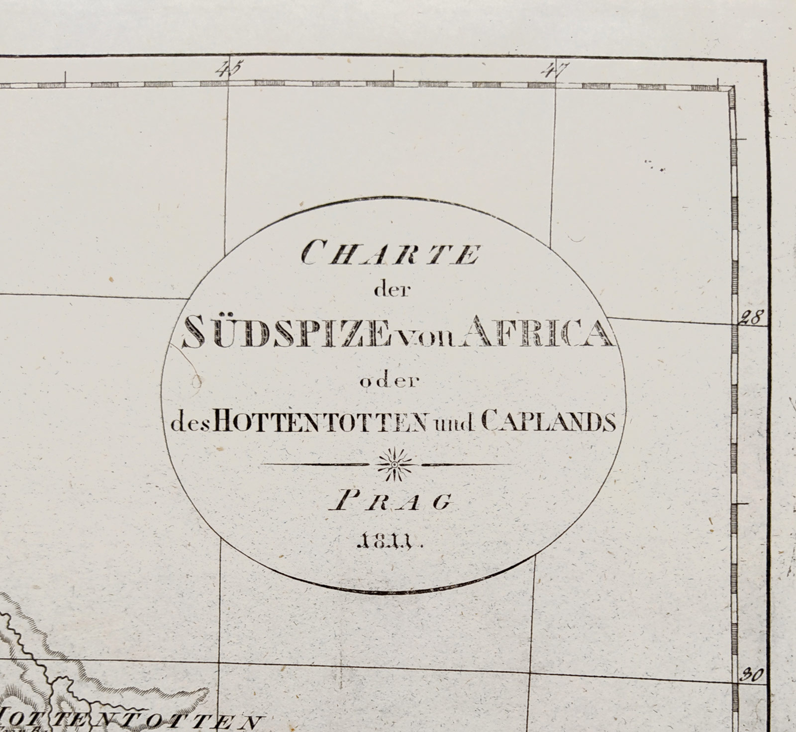 Afrika – mapa jižního cípu Afriky, Kapské kolonie, Adam Christian Gaspari, původní mědiryt, 1811