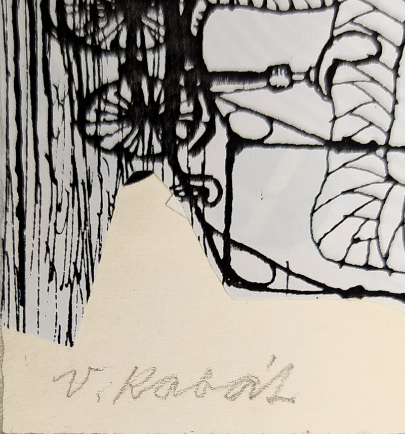 Kabát Václav – Vpřed, kresba tuší, xerox, koláž, nedatováno