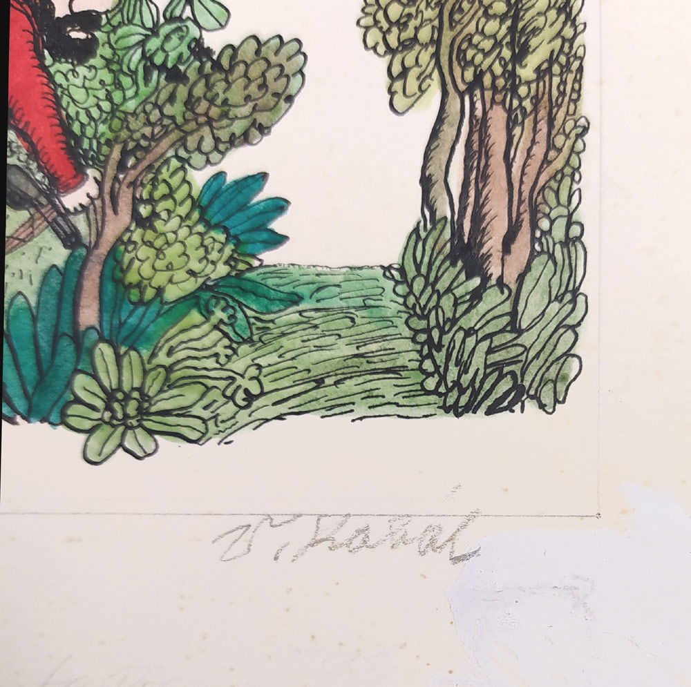 Kabát Václav – Léto na Humřím útesu, ilustrace pro knihu, kolorovaná kresba tuší, 1983
