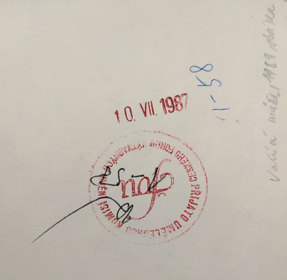 Kabát Václav – Vařící muži, ilustrace obálky pro kalendář na rok 1989, kolorovaná kresba tuší, 1988