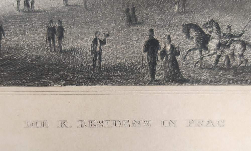 Praha – Pražský hrad, Ludwig Lange, Johann Poppel, původní oceloryt, ca 1840