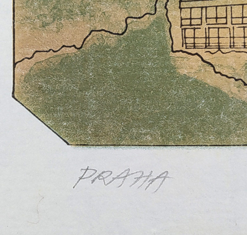 Kubů Anna – Praha, původní barevná litografie, signováno, 1990