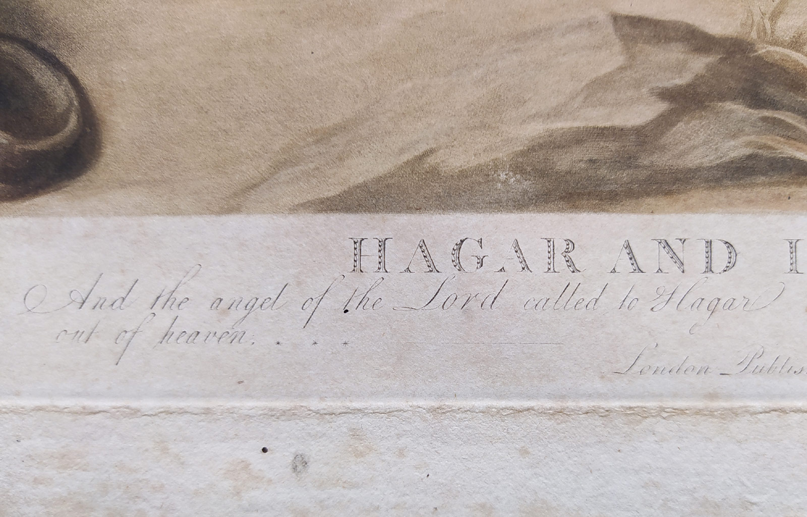 Dunkarton Robert – Hagar a Ismael na poušti, barevná mezzotinta podle předlohy Johna Singletona Copleyho, 1798