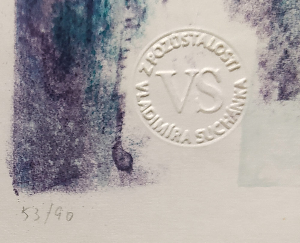 Suchánek Vladimír – Hudba, původní rozměrná litografie, 1970