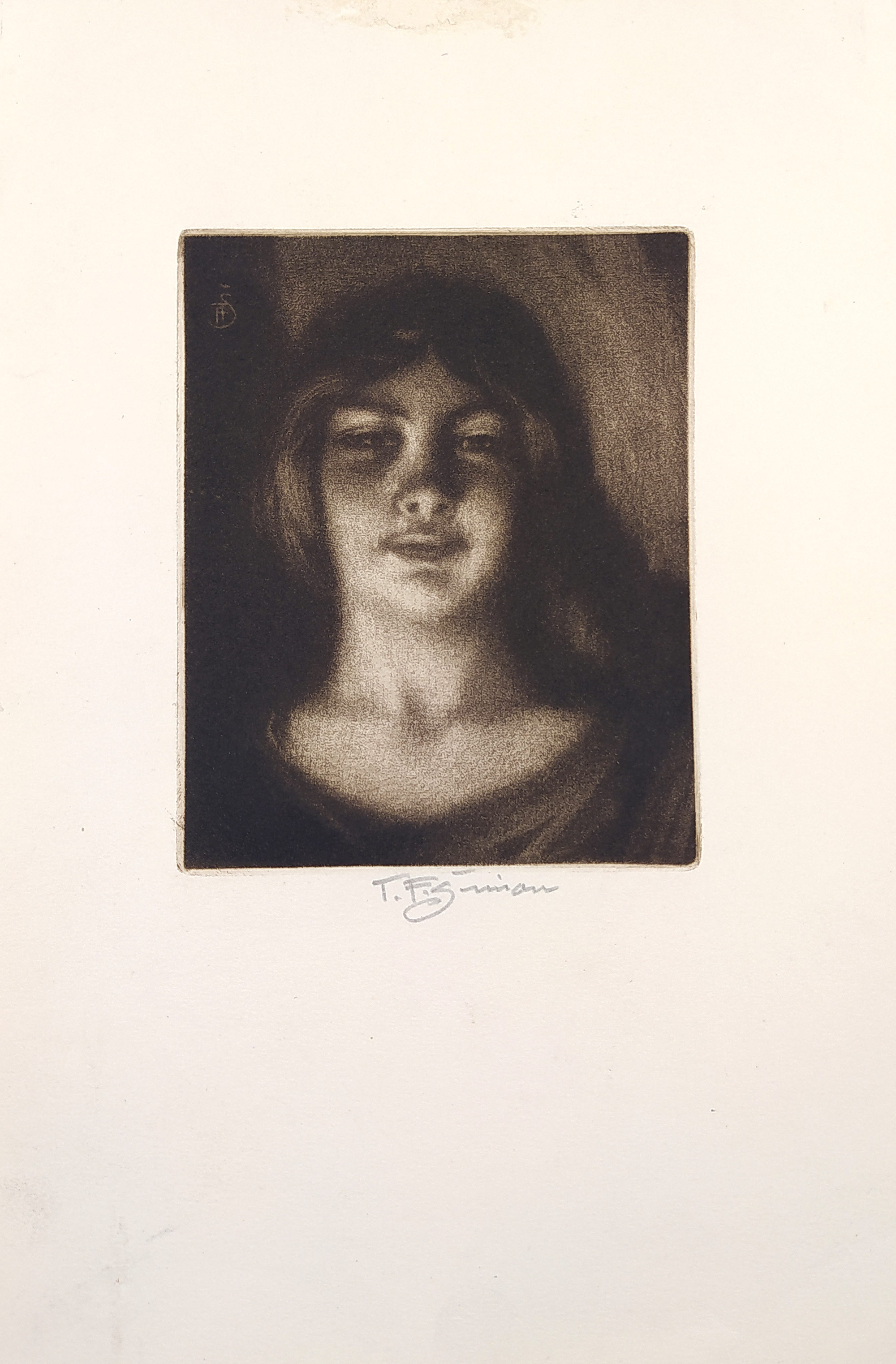 Šimon Tavík František – Portrét mladé ženy, původní mezzotinta, Soupis díla – AP1, 1921