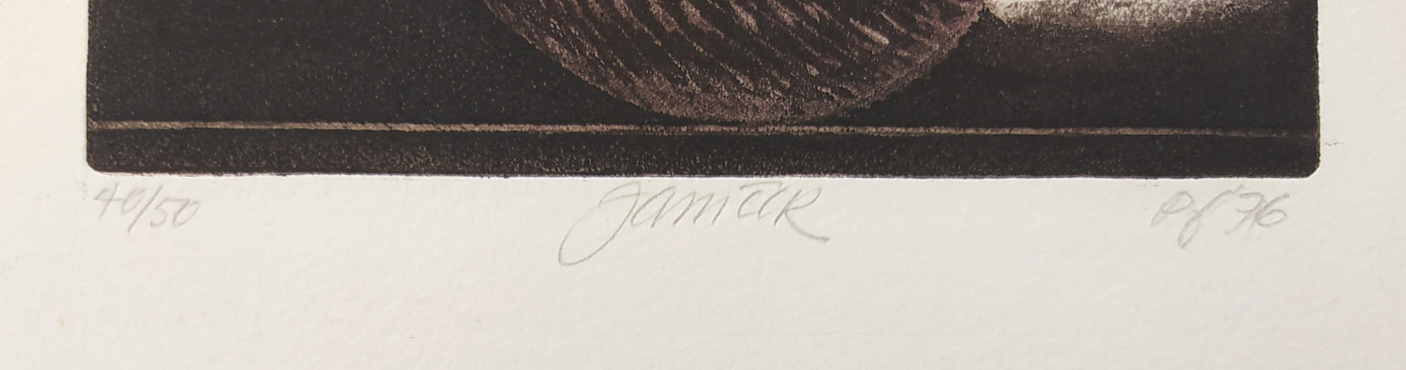 Janíček James – Hluboké oko, PF 1976, barevný lept s akvatintou, číslováno 40/50, 1976