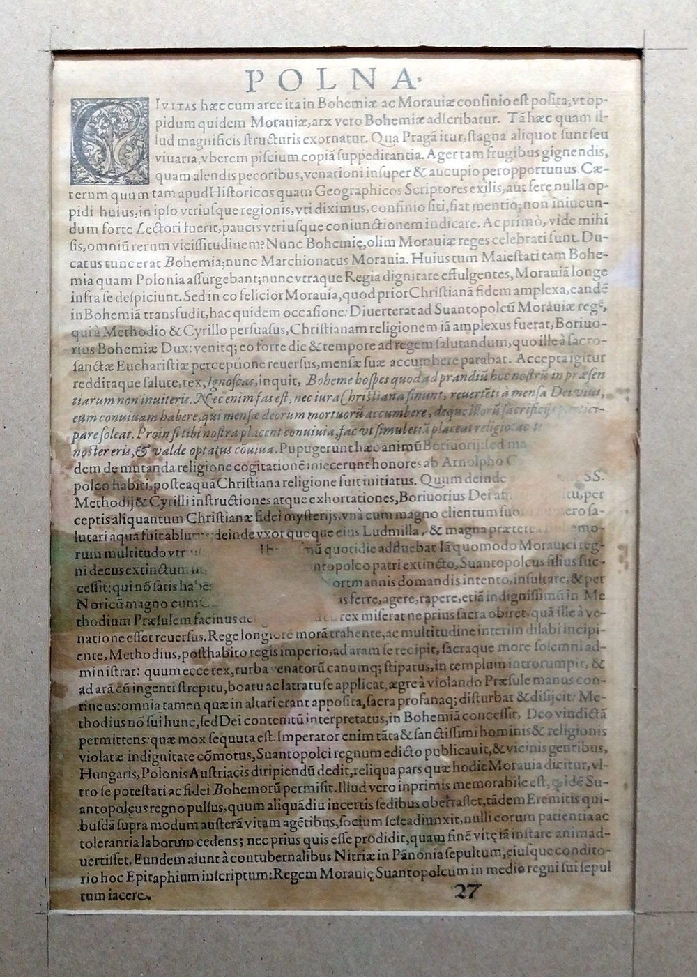 Polná – Hufnagel G., původní staře kolorovaný mědiryt, veduta, 1617