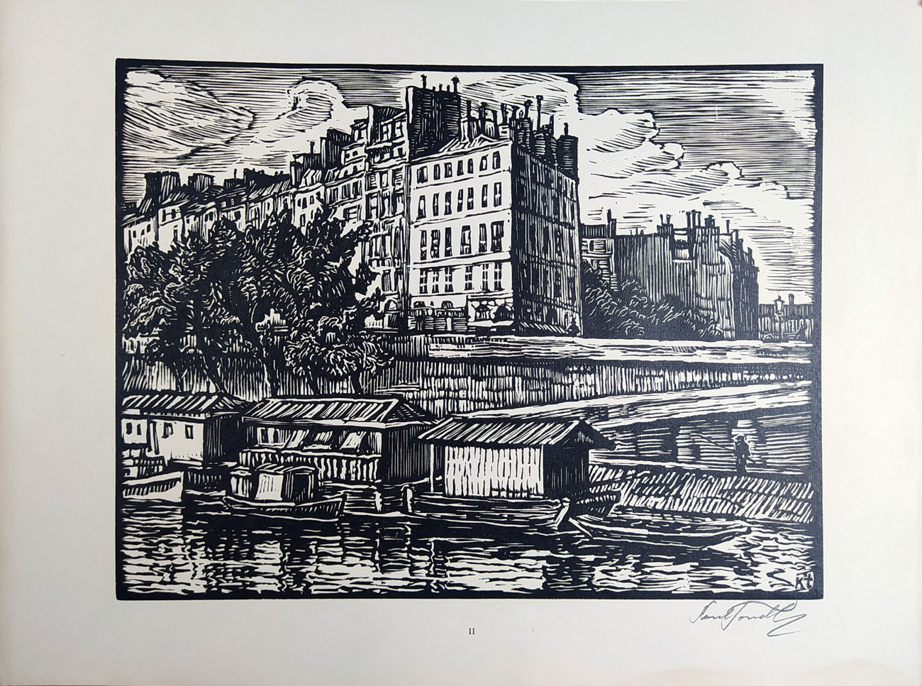 Tondl Karel – Den u Seiny, cyklus šesti dřevorytů, Praha, 1930