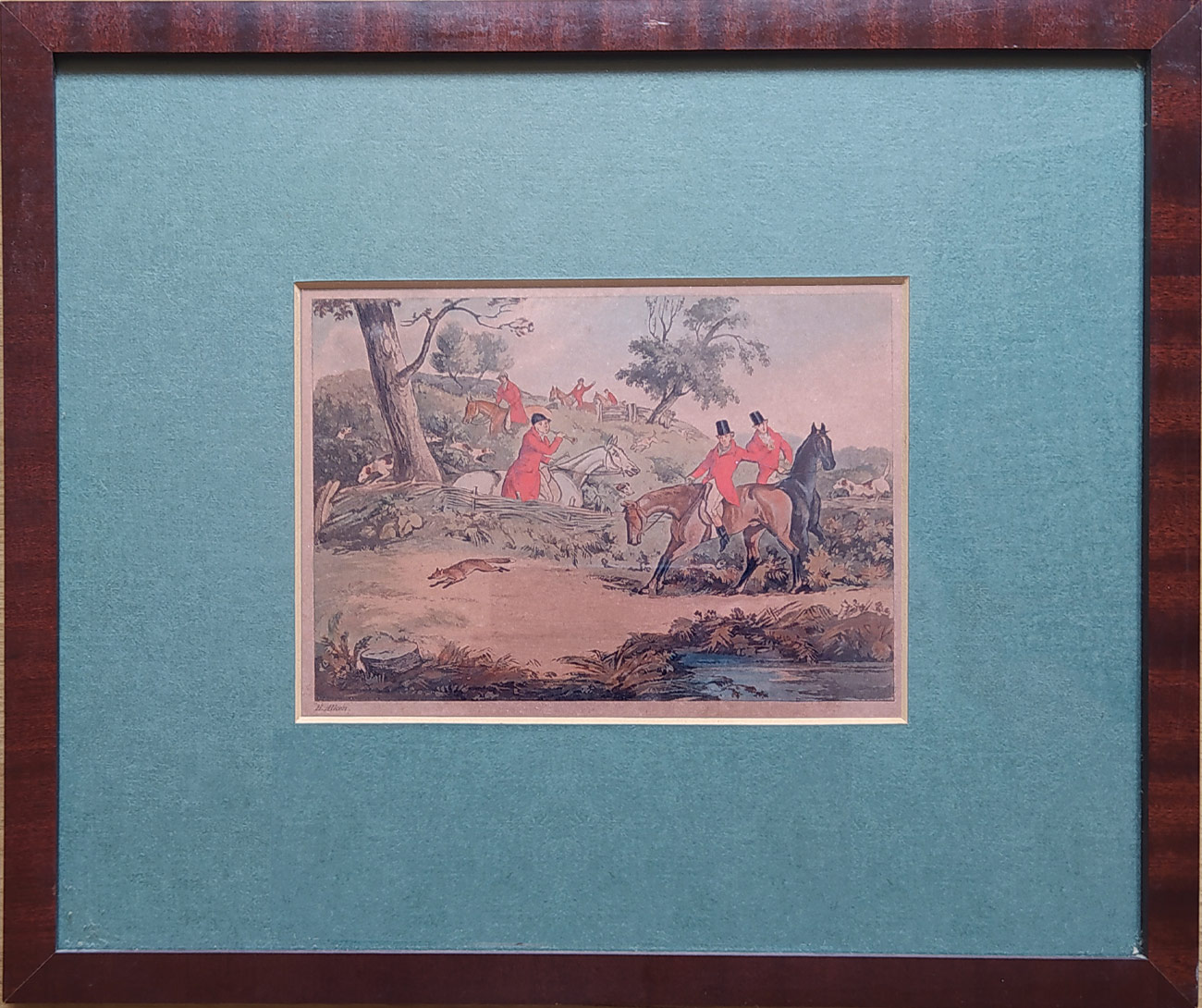 Hon na lišku – Henry Thomas Alken, 4 staře kolorované původní obrysové lepty, 1816–1831