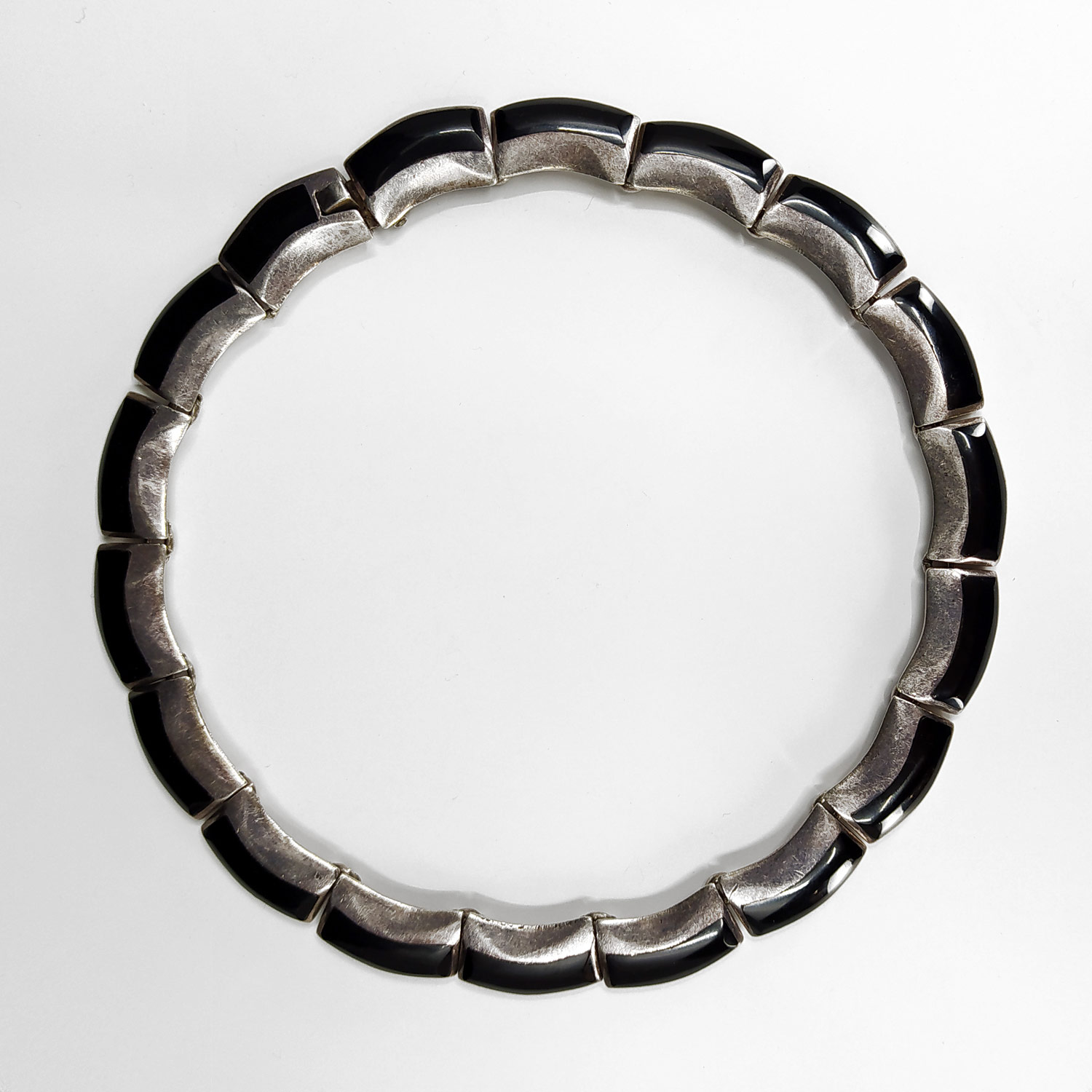 Stříbrný náhrdelník s onyxovými kameny, Taxco, Mexico