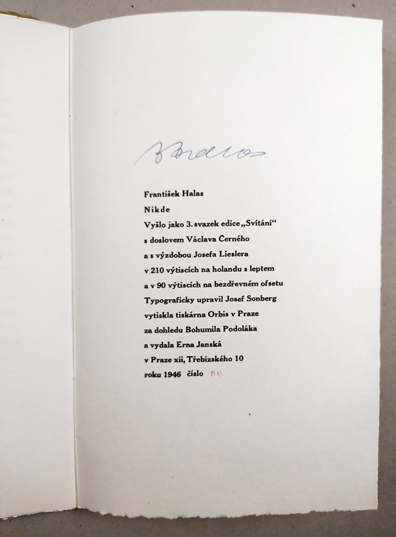 Halas František – Nikde, ilustrace: Josef Liesler, 1946