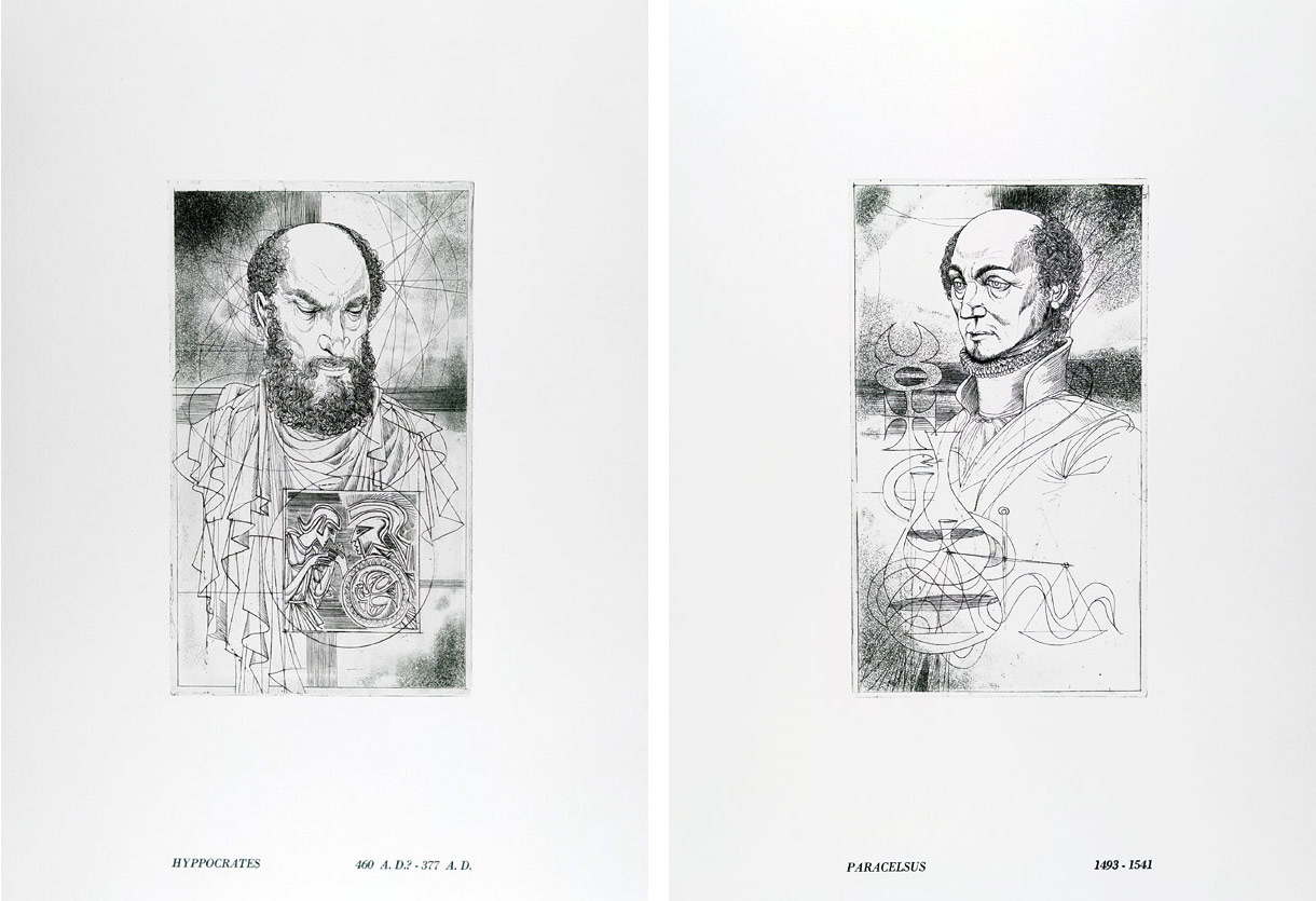 Kass János – 12 famózních lékařů, grafické album 12 původních leptů, 1982