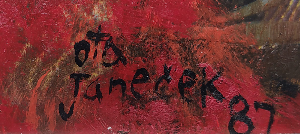 Janeček Ota – Krajina mechů, olej, kombinovaná technika, 1987