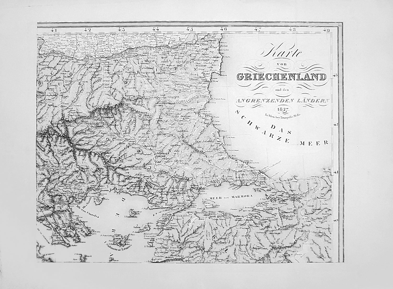 Řecko – Mapa Řecka a sousedících zemí, 4 díly, Tranquillo Mollo, původní oceloryt, 1827
