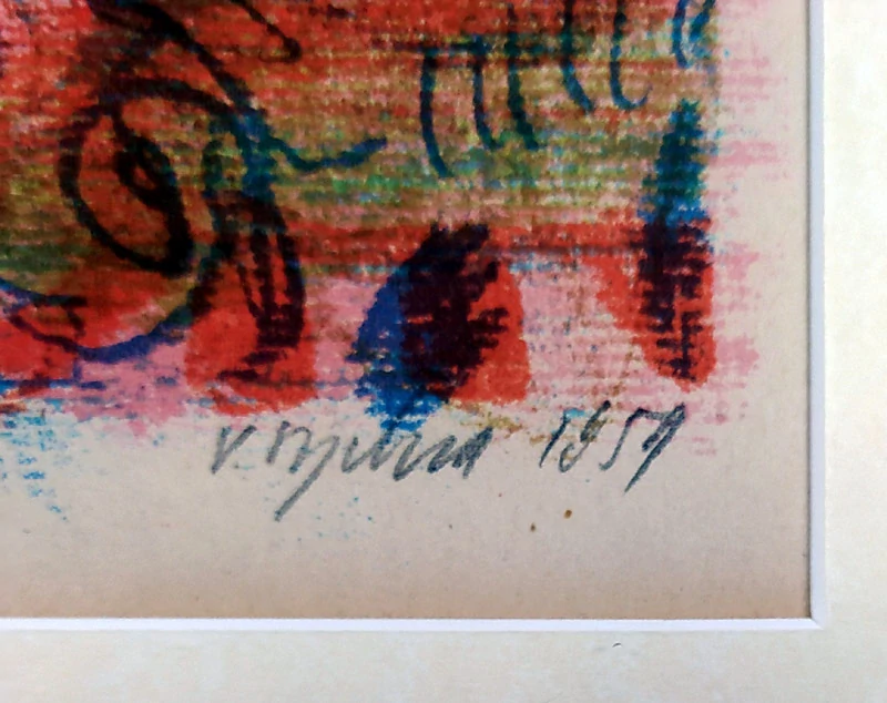 Sychra Vladimír – Česající se dívky, rozměrná barevná litografie, číslováno 31/200, 1959