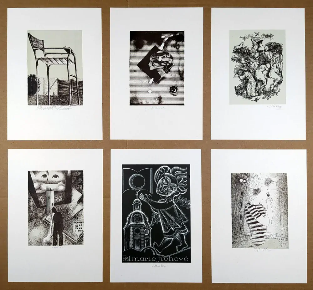 SSPE Plzeň 1982 – Soubor deseti Ex libris, litografie, 1982