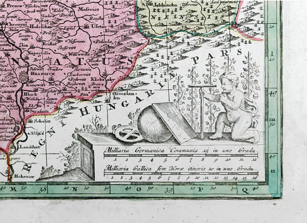 Čechy, Morava, Slezsko a Lužice – Matthäus Seutter, staře kolorovaný původní mědiryt, ca 1740
