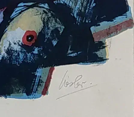 Liesler Josef – Kočka, původní barevná litografie, 60. léta