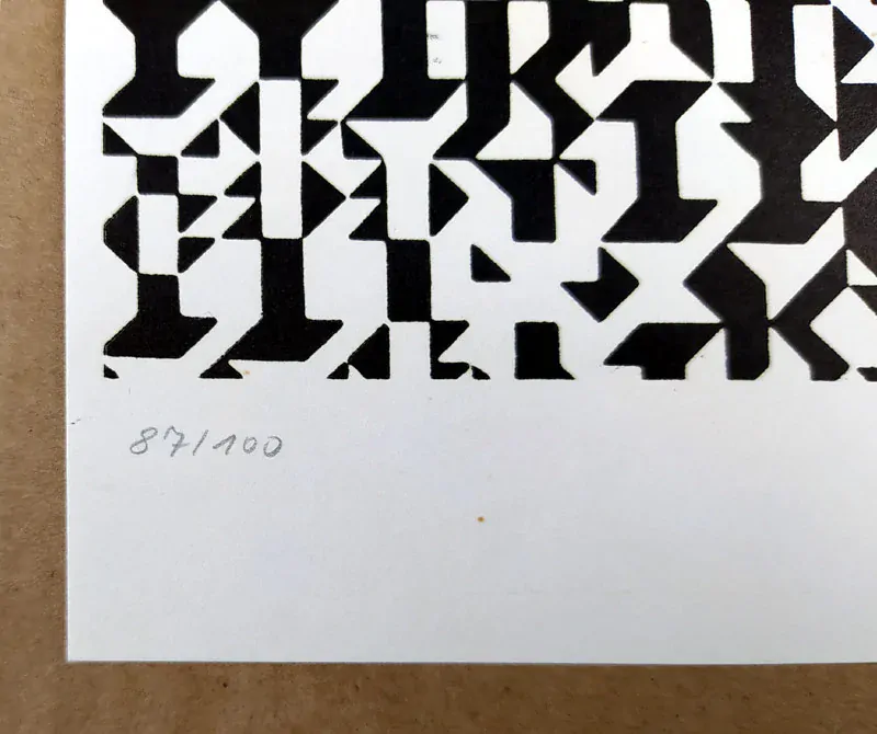 Sýkora Zdeněk – Černobílá struktura, signovaná serigrafie č. 87/100, 1968