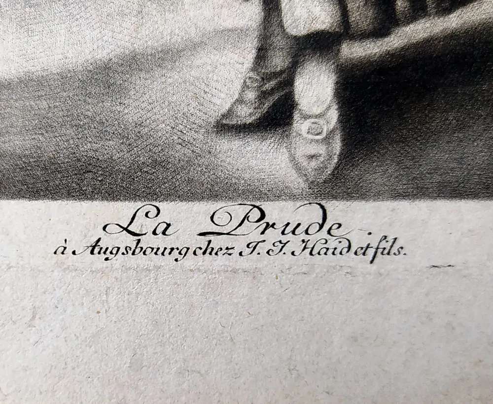 Haid Johann Jakob – La Prude, původní mezzotinta, ca 1740