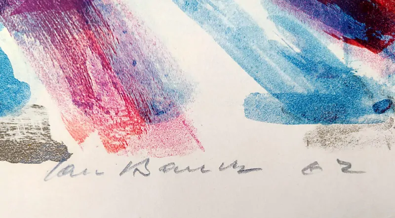 Bauch Jan – Kytice, rozměrná barevná litografie, autorský tisk, 1962