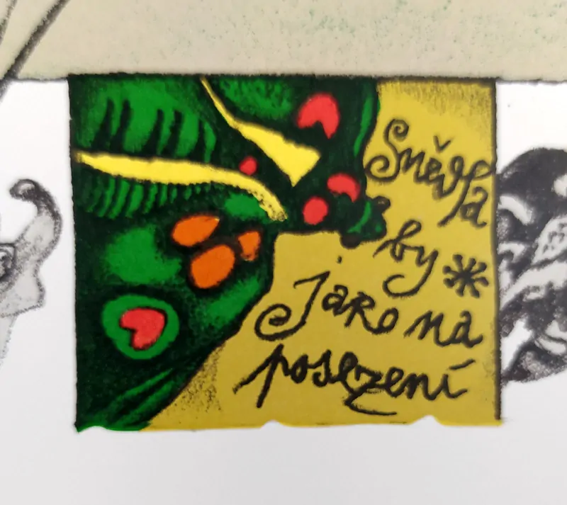Liesler Josef – Rozkoš, barevná litografie, autorský tisk, 1995