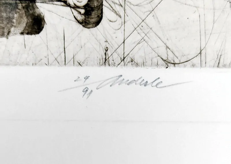 Anderle Jiří – Jan Tříska a Karla Chadimová, barevná suchá jehla, čílováno 29/91, nedatováno