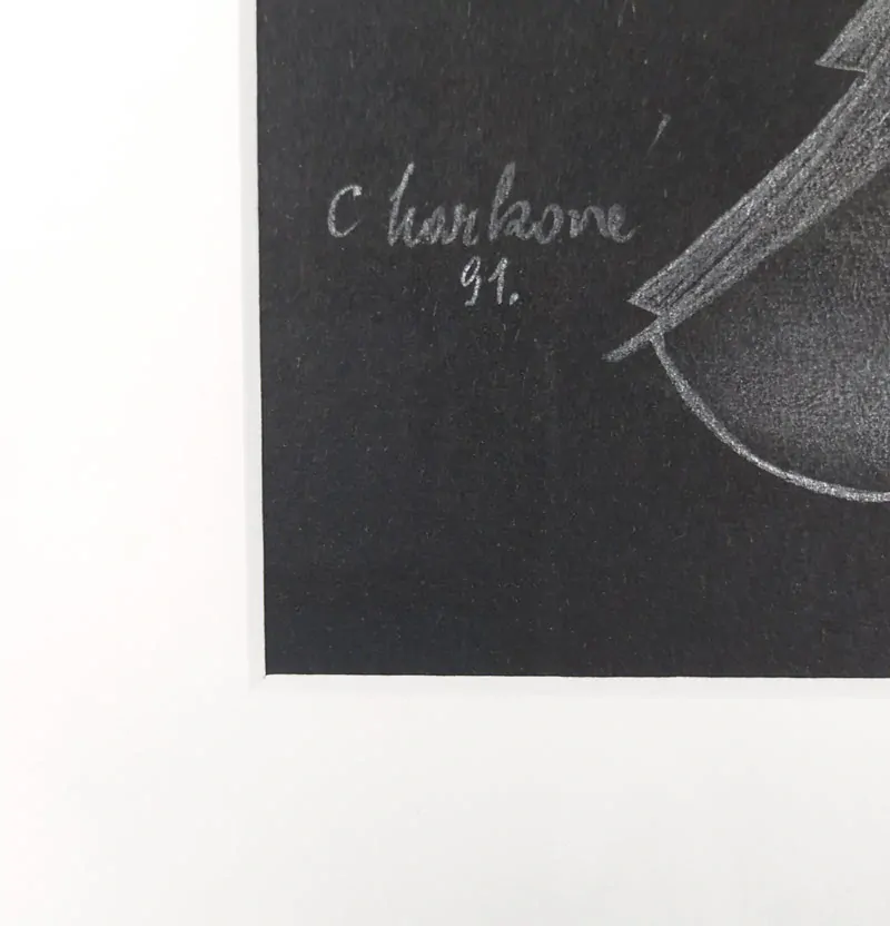 Marková Cecílie – Medijní kresba, signovaná kresba suchým pastelem, 1991