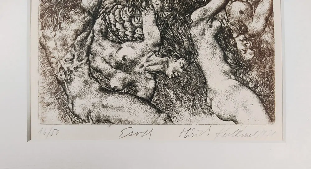 Kulhánek Oldřich – Země, z cyklu Živly, barevný lept, číslováno 16/50, 1976