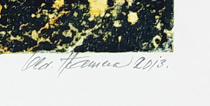 Hamera Oldřich – Bez názvu, linoryt, tisk jako monotyp, 2013