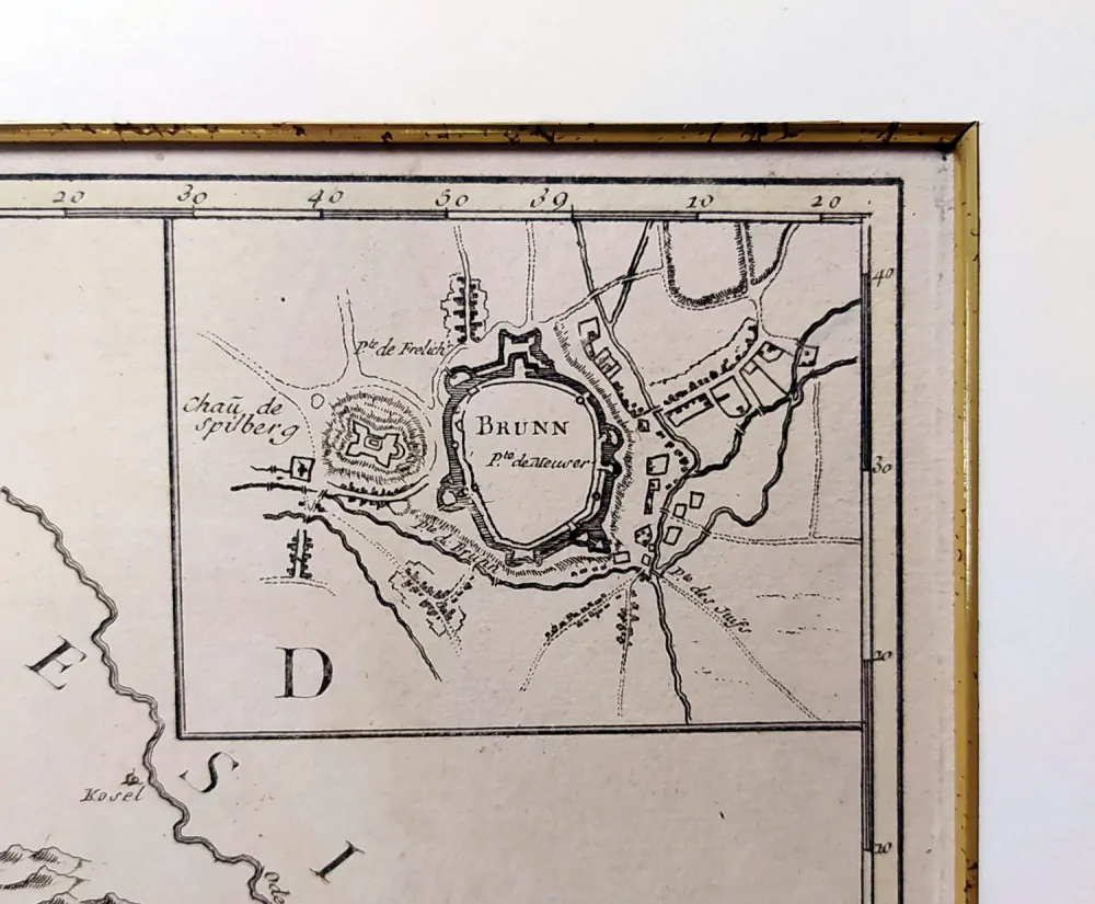 Morava – Johann Christoph Müller, L. G. Le Rouge, staře kolorovaný původní mědiryt, 1742