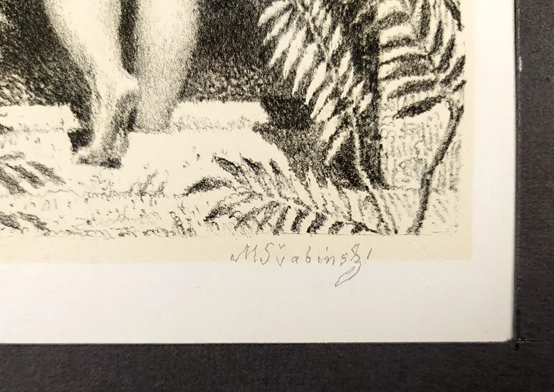 Švabinský Max – Žena sestupující do bazénu II, původní litografie s podtiskem, 1952