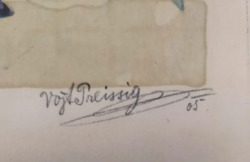 Preissig Vojtěch – Dívka s květy, barevná akvatinta, 1905