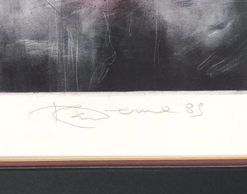 Demel Karel – K ránu, rozměrný barevný lept a suchá jehla, autorský tisk, 1989