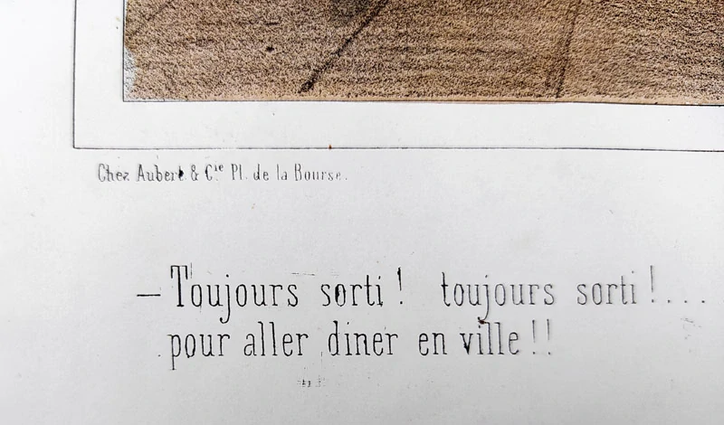 Cham – Nos gentils hommes, staře kolorovaná původní litografie, ca 1850