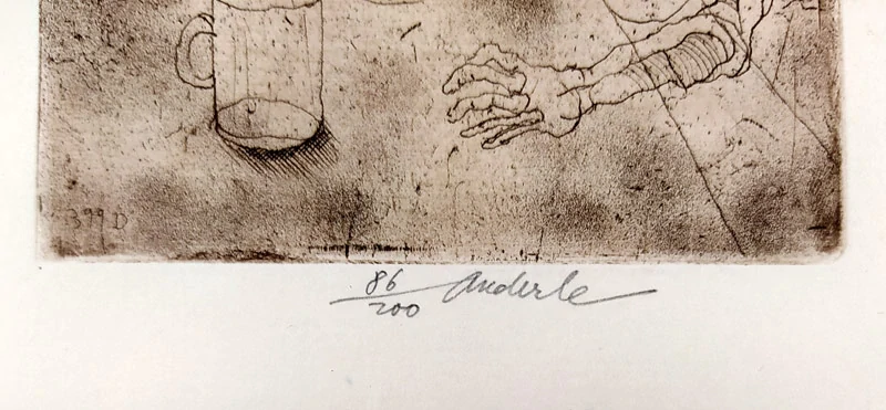 Anderle Jiří – Kouzelná flétna, suchá jehla s barevným podtiskem, č. 86/200, 1990