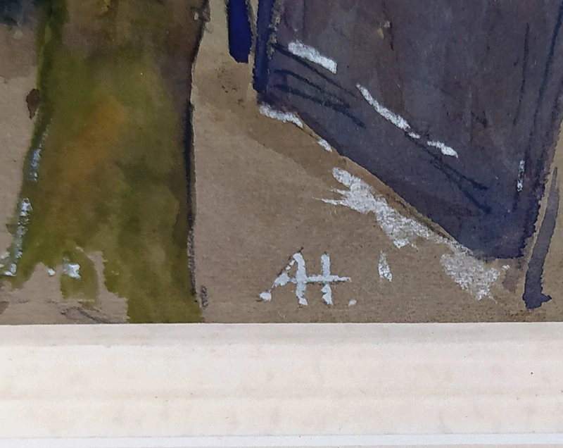 Hofbauer Arnošt – Před okny, malba kvašem, ca 1910