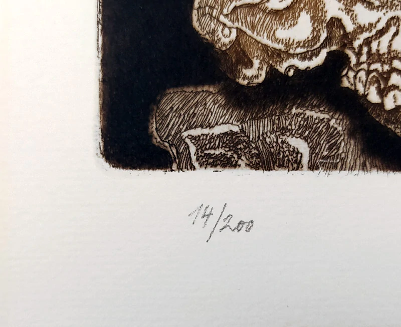 Liesler Josef – Hamlet, větší grafika, barevný lept, 1953