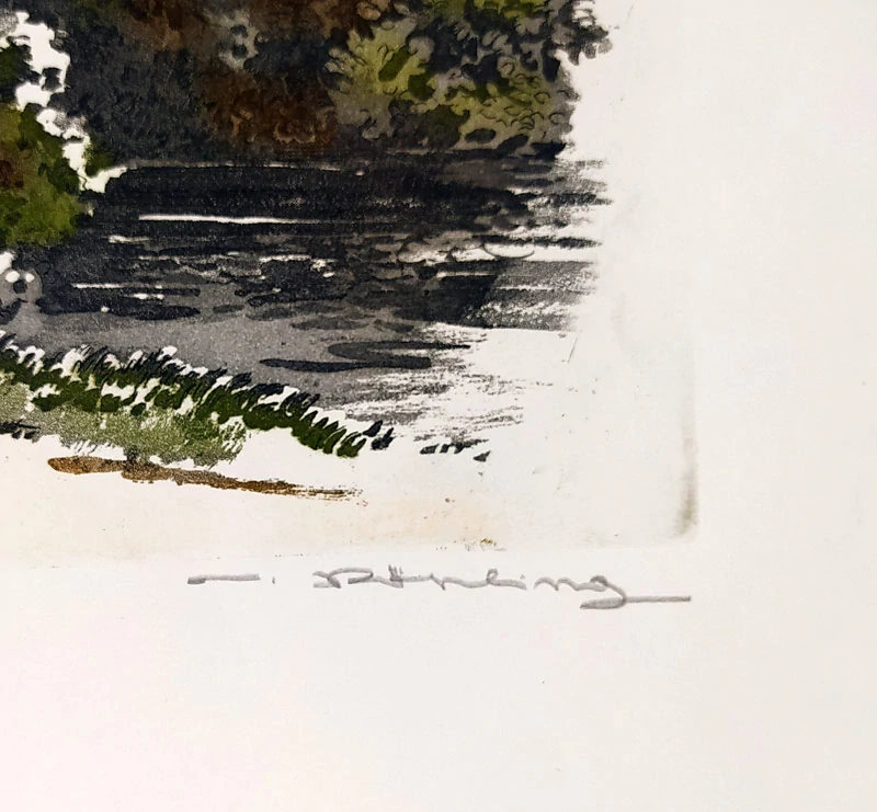 Röhling Vladislav – Hrad Kost, barevný lept, ca 1920