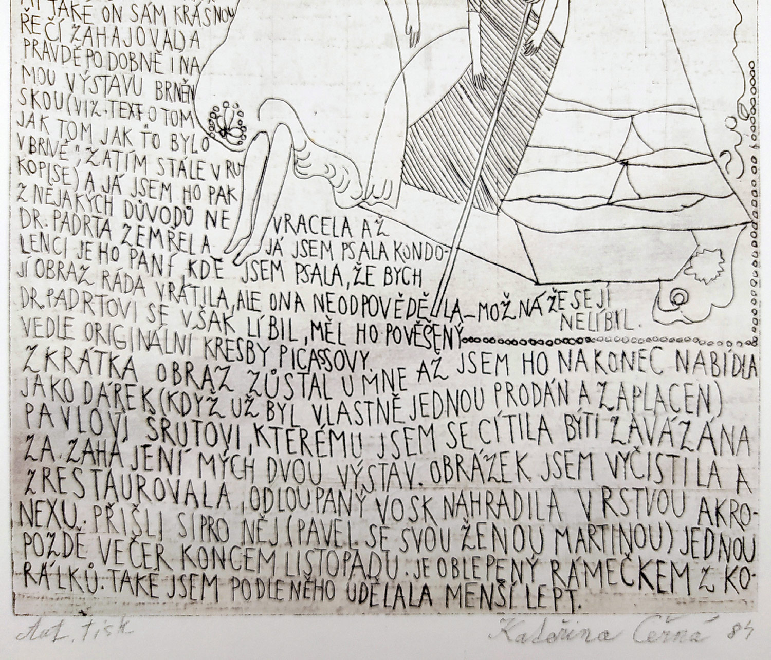 Černá Kateřina – Amazonky, jindy „Na lodičce“, autorský tisk, kombinovaná technika, 1984