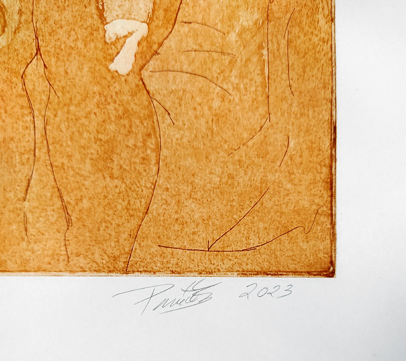 Panáček Adam – V křesle, čárový lept a akvatinta, 8/30, 2023