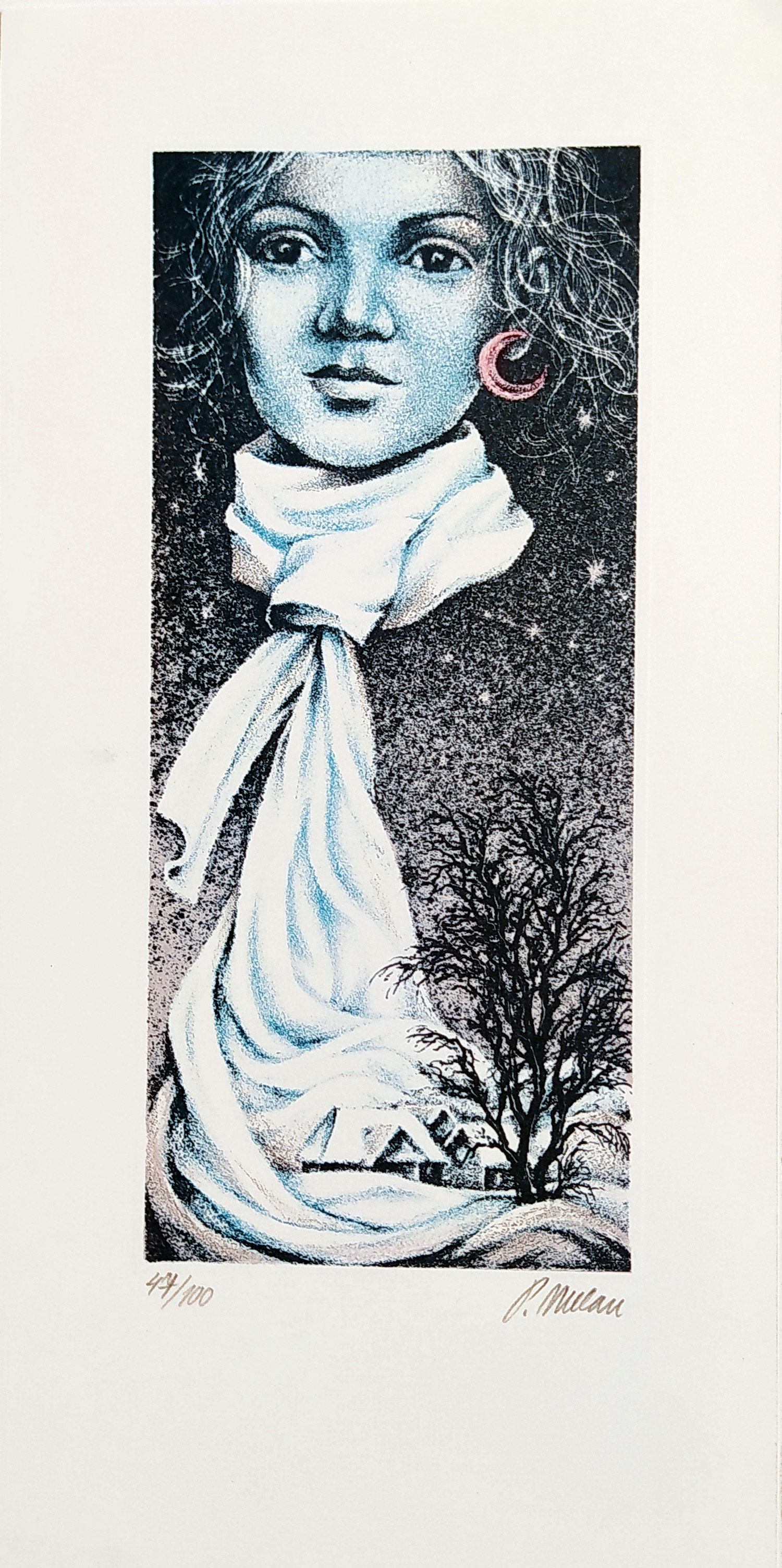 Melan Petr – Zima + Čas běží, dvě barevné litografie, nedatováno