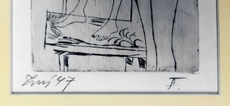 Tichý František – Lazar – Zápas s andělem, suchá jehla, č. soup. 137, 1947