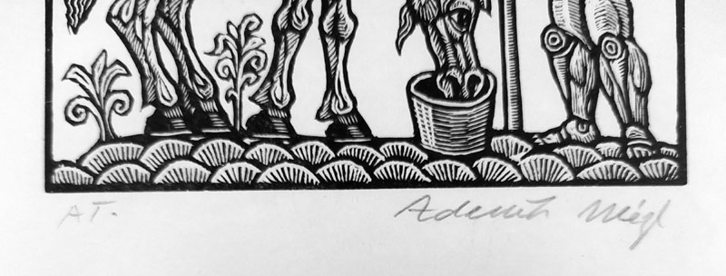 Mézl Zdeněk – Putování rytíře, autorský tisk, původní dřevoryt, ca 1980