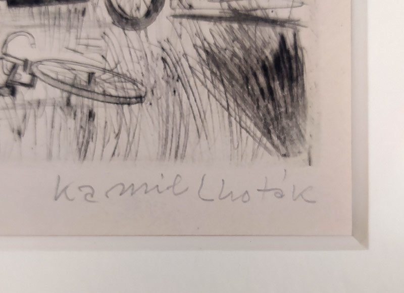 Lhoták Kamil – Kolo, ohrada, vzducholoď, původní lept, 1944