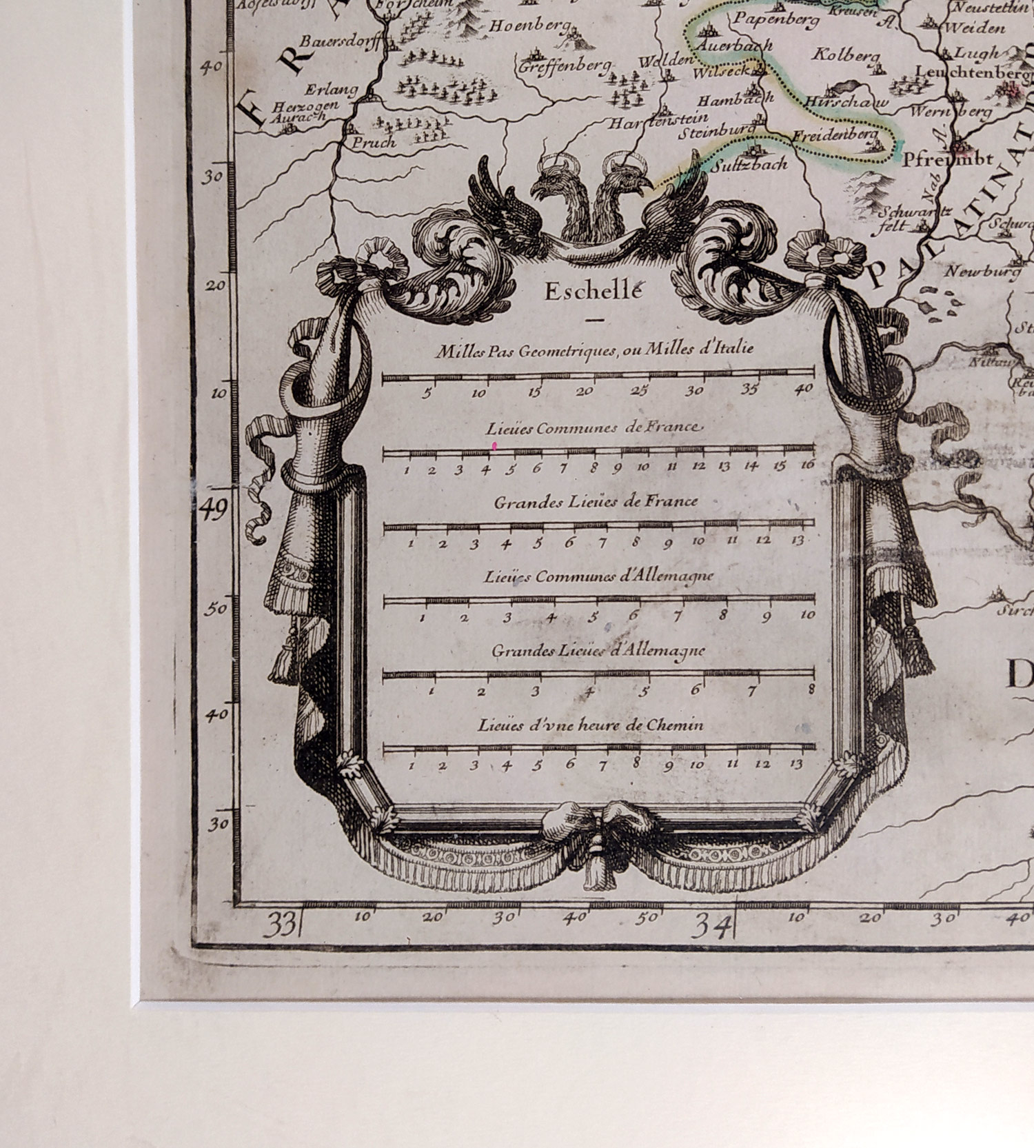 Čechy, Morava, Slezsko a Lužice – N. Sanson, staře kolorovaný původní mědiryt, 1685