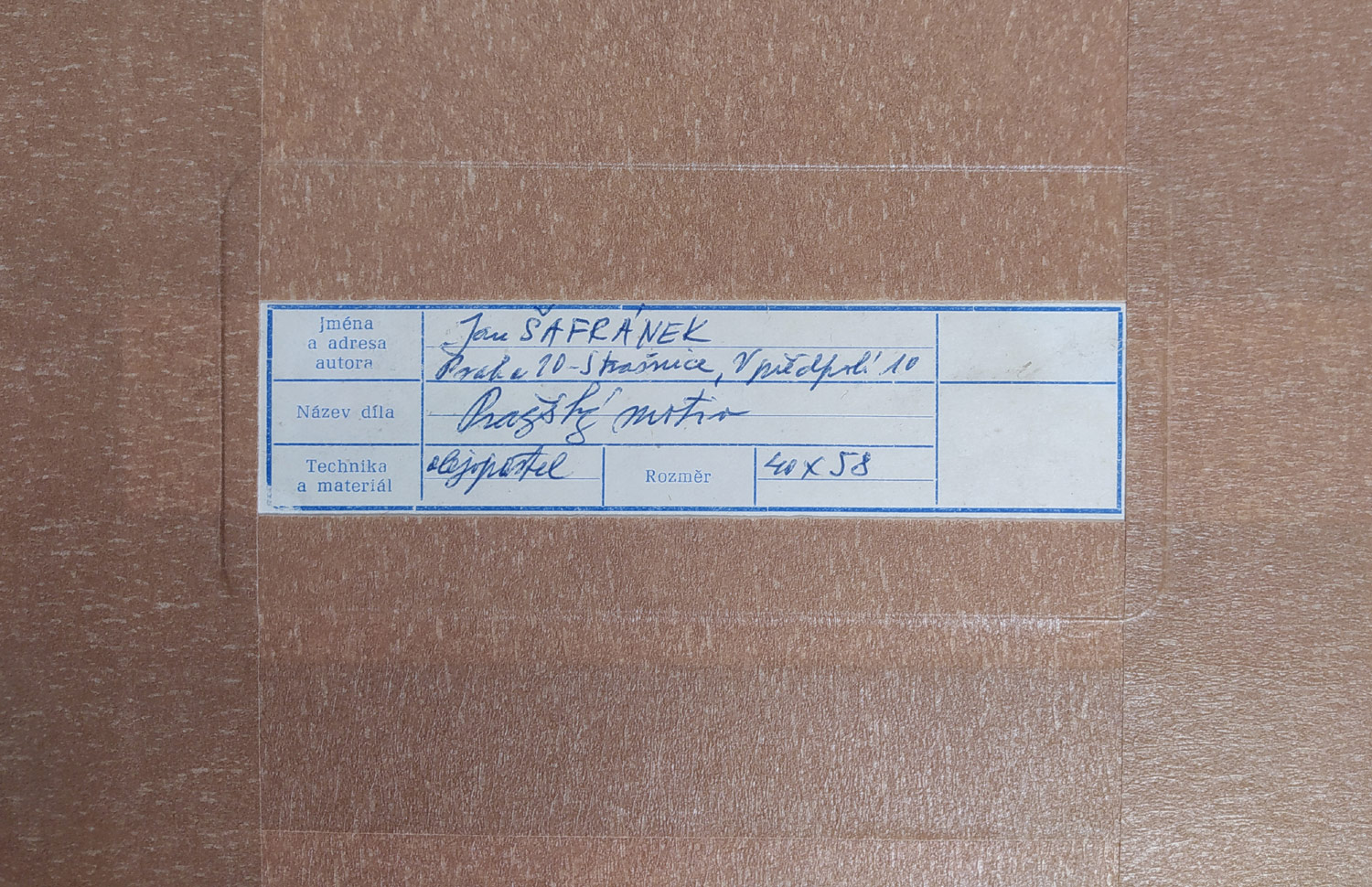 Šafránek Jan – Praha, pohled na město, malba, olejový pastel, 1976