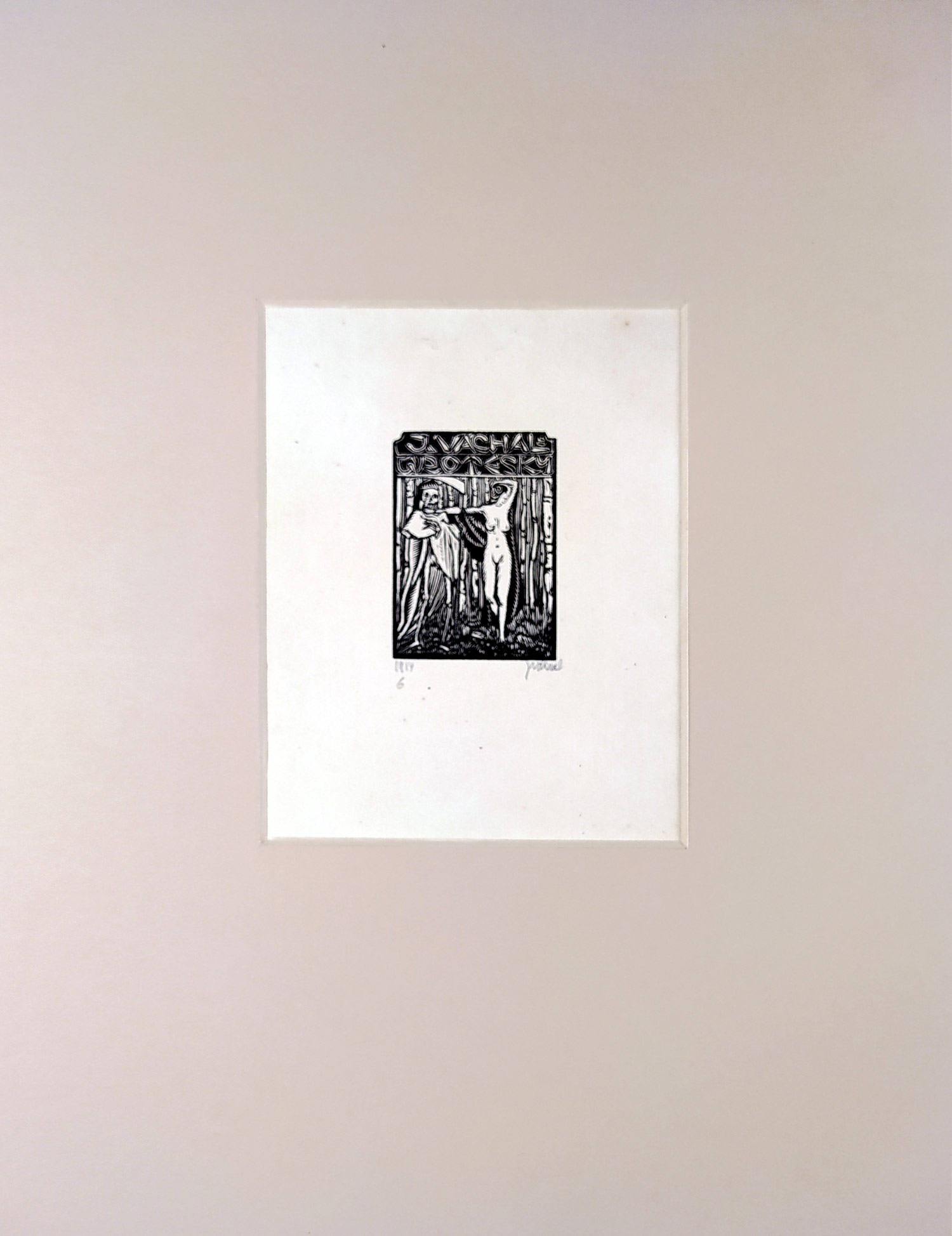 Váchal Josef – Grotesky, list č.6, autorský tisk, původní dřevoryt, 1914